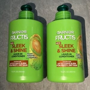 Garnier Fructis Sleek & Shine Leave-in Conditioner Bundle New 300 ml each